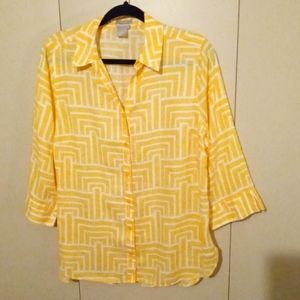 Chico's No Iron 100% Linen Button Down Blouse